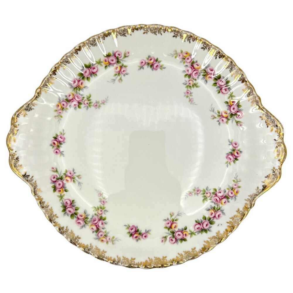 Royal Albert Dimity Rose Serving Plate Bone China England Pink Roses Gold Trim